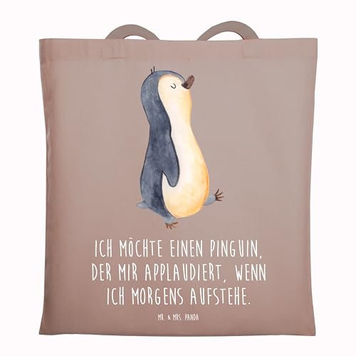Mr. & Mrs. Panda Tragetasche Pinguin marschieren - Geschenk, Badetasche, Einkaufstüte, Pinguine, Familie, Schwester, spazieren, stolz,
