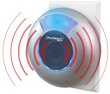 Pest Reject MAX Effektive Schädlingsbekämpfung, Insekten und Nagetiere, leistungsstärker und effektiver, elektromagnetische Technologie + Ultraschall, variable Frequenz (1 Stück)