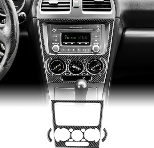KUNGKIC Für Subaru Impreza 2005-2007 Kohlefaser Auto Zentrale klimaanlage Bedienfeld Rahmen Dekorativ Innenraum Aufkleber Zubehör,Geschenk (Schwarz)
