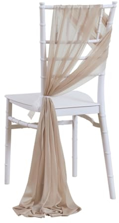 Wisafory 2 Stück Stuhl Husse Hochzeit Stuhlhussen Set Chiffon Stoff Stuhlbezug Stuhlschärpen Dekostoff Stuhl Band Stuhlhusse Dekoration für Hochzeit Zeremonie Event Party Champagner 2#