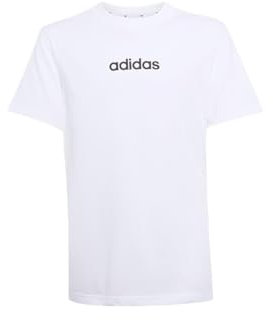 adidas Unisex Kinder Essentials Linear Logo T-Shirt, White/Black, 9-10 Years