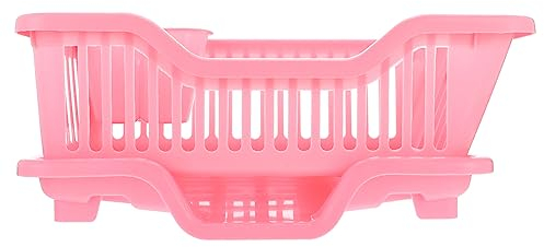 HOLIDYOYO Escurreplatos Plástico Con Soporte Para Cubiertos Escurridor Platos Cesta Secado Vajilla Cocina Escurridor Platos Cocina Para Armario Mostrador Rosa