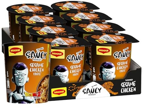 MAGGI Saucy Noodles Pollo e Sesamo, 8 Cup da 75g (600g)