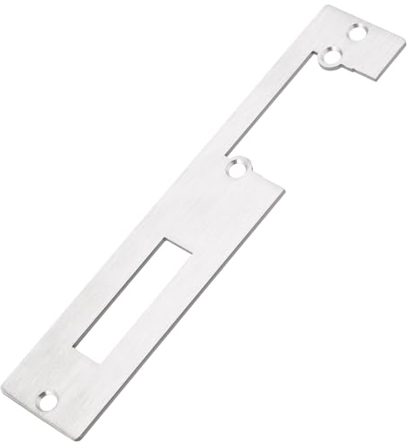 EMSea 1Pc Door Flat Strike Plate Stainless Steel Plate 172mm x 33.7mm for Door Handle Deadbolt Security Striker Plates Exterior Interior Door Electric Door Opener Silver(Half Open)
