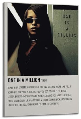 TRXU Aaliyah One in a Million 1996 Poster, Albumcover, Musikposter für Schlafzimmer, ästhetisches Poster, dekorative Malerei, Leinwand, Wandkunst, Wohnzimmer, Poster, Schlafzimmer, Gemälde, 20 x 30