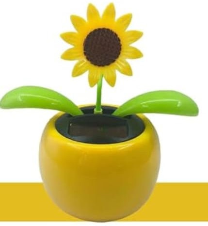 Yellow Solar Powered Dancing Flower, Plastic Solar Dancing Flowers Shaking Head Car Ornaments Solar Powered Car Toy for Car Office Desk Decoration