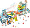 Fisca Pistes de voiture de course 2 en 1 pour enfants, piste de rampe de voiture et parking élévateur, jeu de piste de voiture double mode pour tout-petits avec 6 voitures, ascenseur rotatif