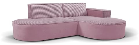 Kaiser Möbel, Sofa L-Form, Ecksofa, Modena, Designer L-Form Sofa, Modern Design Couch, Polsterecke, Freistehend -Soft Rosa Rechts