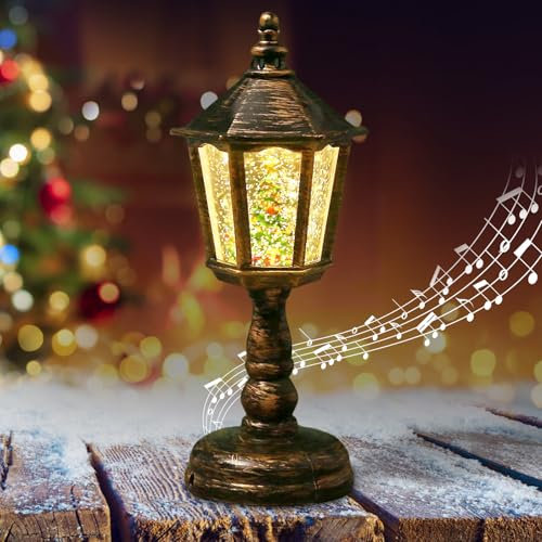 Weihnachtslaterne, Weihnachtsdeko Laterne,LED Weihnachts Schneekugel Laterne mit Musik und Licht,Weihnachtslaterne mit Schneegestöber Warmweißes LED Licht,Geschenk für Weihnachtsfeier,Heimdekoration