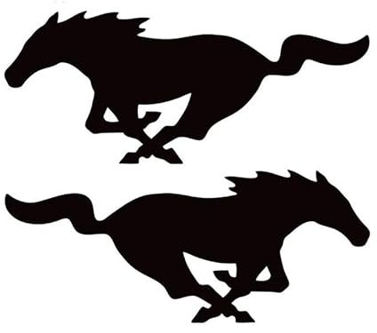 JIFENLI Autoaufkleber 22 cm * 8,8 cm 2X Mustang Pferd (1 rechts & 1 links) Mode Vinyl Aufkleber Schwarz Silber Auto Aufkleber Auto-Styling