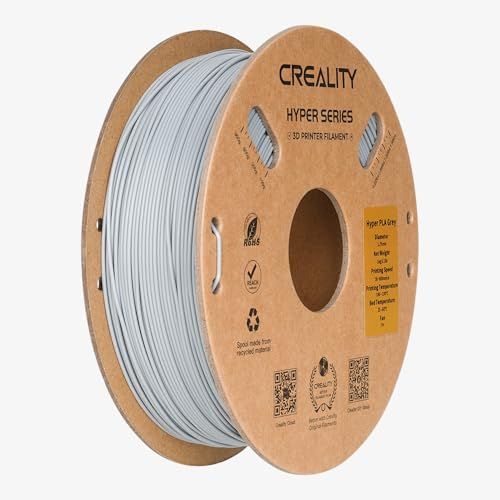 Creality Hyper PLA Filament 1.75 mm 3D Drucker Filament für hohe Geschwindigkeit 30-600 mm/s, Langlebig und Glatt, Maßgenauigkeit +/-0.03 mm, für die meisten 3D Drucker 2.2 lbs/Spule (Grau)