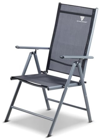 STAHLWERK Gartenstuhl mit Armlehne & Verstellbarer Rückenlehne | Klappstuhl | Klappsessel | Aluminiumstuhl | Hochlehner | Terrassenstuhl | Anglerstuhl | Balkonstuhl | Campingstuhl | CS-103 ST
