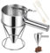 xlwen s Stainless Steel Dough Dispenser, 1.5 L, with Stand, Pancake Dough Dispenser, Stainless Steel Pancake Dough Dispenser, Piston Funnel, with Oil Brush and Scraper, for Home Kitchen Bakery