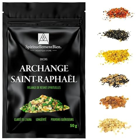 Weihrauch Erzengel Raphael – Heiliges & Authentisches Harz in Körnerform 50 g – Für Räuchergefäß oder Duftbrenner – Auraklärung – Langlebigkeit – Heilerkräfte – Alternative zu Räucherstäbchen/-Kegeln