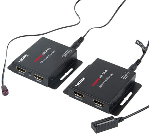 Labgear HDMI Extender Kit 70m - 1080p Full HD Over Single CAT5e/6/7 Ethernet Cable, HDMI Over Ethernet with EDID, Twin Outputs, IR Control, Long Range HDMI Signal Booster, Ideal for Professional Setup