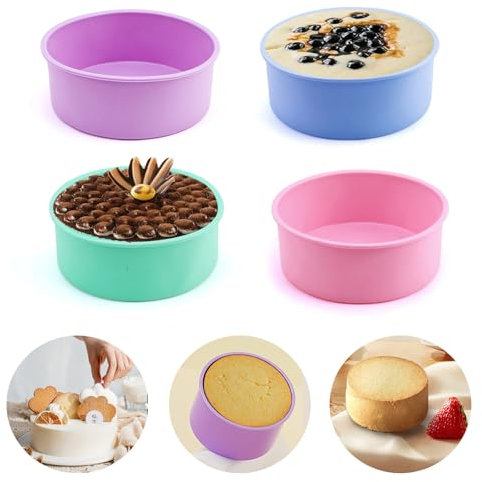 Silicone Poached Egg Poacher Boiler Cooker Maker Cups Cake Pan Pans Molds 4 Inch for Air Fryer Pot Microwave, 4 Pack