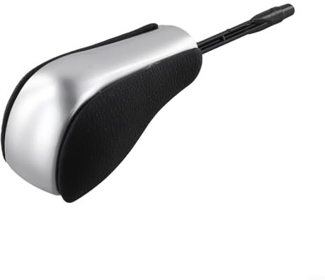 MeevrgR Automatischer Schaltknauf für BMW 2005–2013 – ABS & Leder, kurz/lang, Silber/Faser, 15 mm Loch (87 mm Silber)