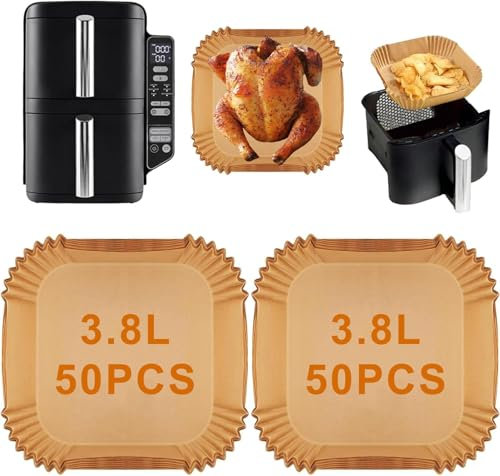 100PCS Air Fryer Liners for Ninja Double Stack XL 7.6L SL300UK, Disposable Air Fryer Parchement Paper Liners, Greaseproof, Non-Stick Air Fryer Accessories for Airfryer Ninja SL300UK