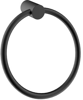BERNSTEIN Handtuchring, Wandmontage, Schwarz, matt, Handtuchhalter, rund, Ø 18 x 10 cm, für Badezimmer – Serie OLA