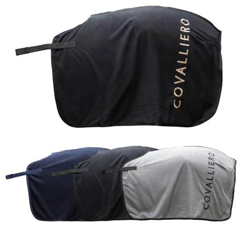 Covalliero - Ausreitdecke – Pferdedecke zum Schutz der Nierenpartie – Outdoordecke für Pferde – mit Klettverschluss zum Fixieren am Sattel – Schwarz – 135cm