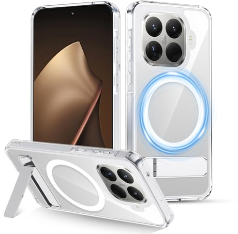 XTCASE für Xiaomi 15T Pro Hülle Magnetisch kompatibel mit Magsafe, Transparent Handy Hülle mit Metall Ständer Stoßfest Handyhülle Kratzfest Hardcase, Durchsichtig
