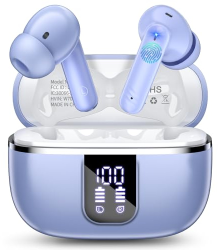 W70 Pro Bluetooth Kopfhörer In-Ear, Bluetooth 5.4 Wireless Earbuds mit HiFi-Sound, Sport Ohrhörer mit 4 Mik ENC für klare Anrufe, 46H Akkulaufzeit, LED-Anzeige, IPX7 Wasserdicht, iOS Android. Blau