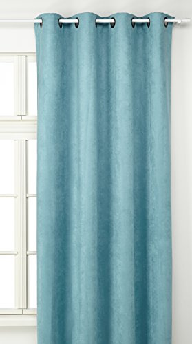 Linder 0520/40/375FR Vorhang aus Wildleder, schwer, Himmelblau mit Ösen, 145 x 260 cm