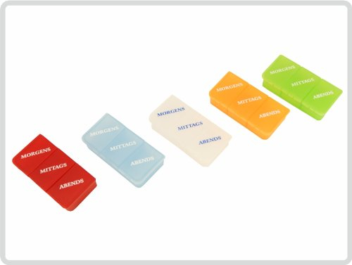 Tablettendose Pillendose, 3-geteilt, mit Klappdeckel - Tablettenbox Pillenbox (orange-transparent)