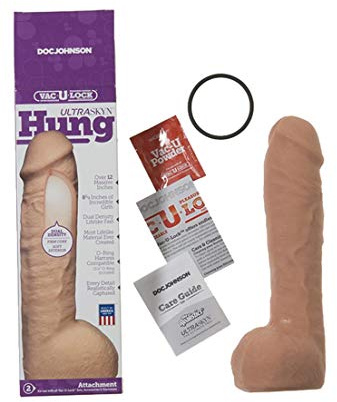Doc Johnson Vac-U-Lock - Hung - Made of ULTRASKYN - 12 Inch Dildo with Massive 8.5 Inches Girth - F-Machine and Harness Compatible - Vanilla