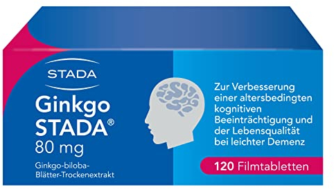 Ginkgo STADA 80 mg Filmtabletten fördert die Durchblutung des Gehirns, stärkt Gedächtnis und Konzentration, zur dauerhaften Anwendung, hohe Extraktqualität, 120 Stk