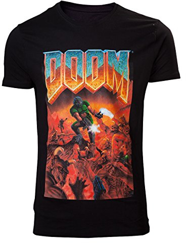 Bioworld 649184 DOOM TShirt M Box Art, schwarz