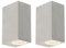 Qazqa - Design 2er Set moderne Außen Wandleuchten Stahl I Silber I nickel matt IP44 - Baleno II I Außenbeleuchtung I Up & Down - Aluminium Rechteckig - LED geeignet GU10