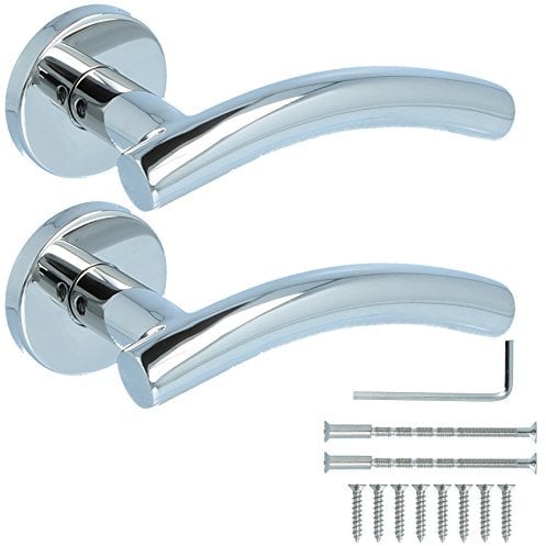 Pair of Chrome Curved Door Handles | for Interior Use