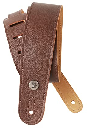 D'Addario schmaler Gitarrengurt aus Leder, Braun