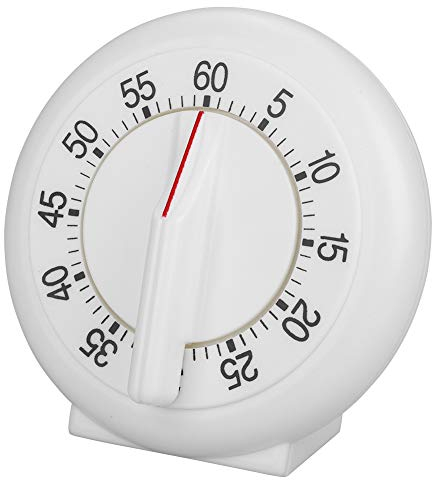 Nikou Kitchen Timer, Mechanical Timer 60 Minutes Count Down Alarm Reminder White Round Shape Timer Kitchen Cooking Ring Mechanical Counter Alarm Clock Large Count Up Timer