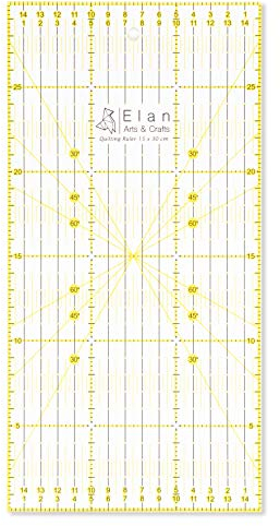 Elan Righello Sarta 30x15 CM, Righello Trasparente 30 cm, Riga per Cucito, Righelli per Sartoria, Riga da Sarta 30CM, Squadre per Patchwork