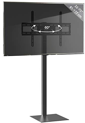 TV Standfuß mit Zwischenboden 32-70 Zoll bis 35 kg | VESA max. 600x400 | höhenverstellbar 112-124 cm | Fernseh Ständer | TV Bodenständer Maße ca. H. 112-124 x B. 64 x T. 38 cm | Fernsehstand Zanta
