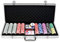 UISEBRT Pokerkoffer Set 500 Chips - Pokerset Laser inkl. 2X Pokerdecks, 5X Würfel, 3X Dealer Button (500 Chips, Silber Aluminium-Gehäuse)