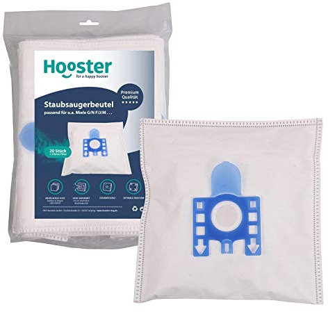 Hooster 20 Sacchetti Sacchi Aspirapolvere Tessuto Non Tessuto per Miele SFAG1 Complete C2 Tango Ecoline 800 Watt/SF AG1 con inserto in plastica