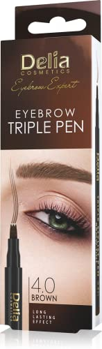 Delia Cosmetics Rotulador de cejas Expert 24h - Marrón - Durabilidad excepcional – Permite un efecto de pelo extra – 1,3 g