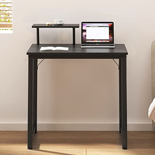 sogesfurniture - Escritorio Compacto para Ordenador (80 x 40 cm, Mesa de Trabajo, PC, Mesa de Madera y Acero, Mesa de Estudio, Mesa de Comedor para Espacios pequeños, Color Negro