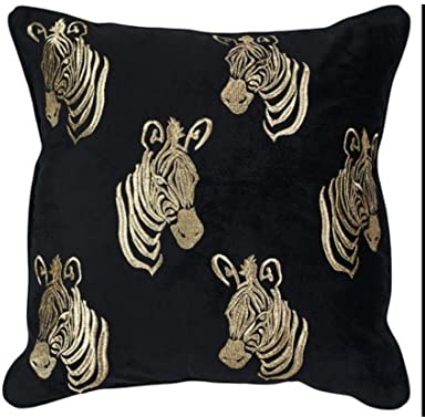 Mars & More - Kissen, Dekokissen - Zebra - Samt - Schwarz - Polyester, Baumwolle - 45 x 45 cm