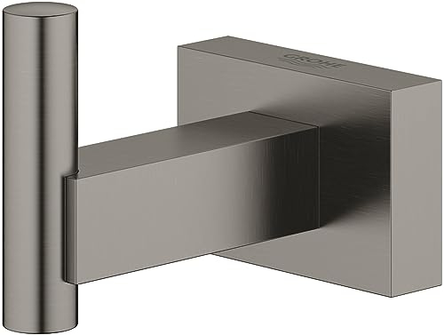 Grohe Essentials Cube Bademantelhaken, Graphit, Metall, 100%, Haken, Bademantelhaken