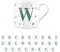Purely Home Letter W Star Mug - Bone China White Coffee/Tea Present Gift - Alphabet Letter Mug with Stars in Teal Green Blue
