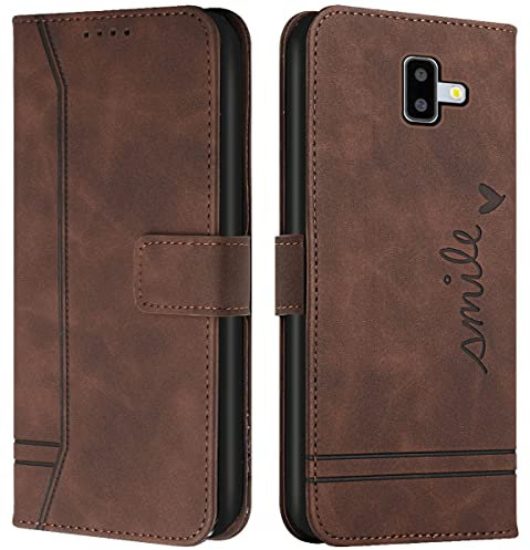 Cqkob Coque pour Samsung Galaxy J6 Plus/J6+/J610 Housse Etui Portefeuille Cuir Multifonction Fermeture Magnétique à Clapet Anti-Café