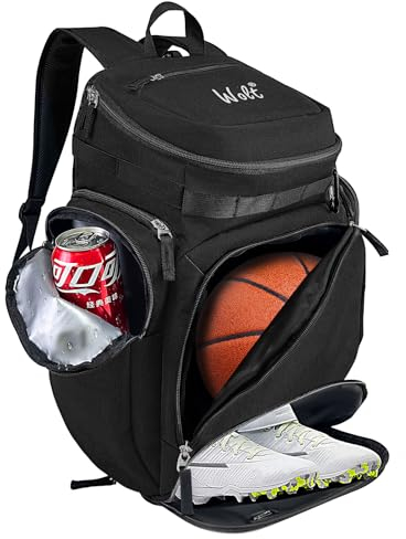 WOLT | Basketball-Rucksack mit separatem Ballfach und Schuhtasche, große Sportausrüstungstasche für Basketball, Fußball, Rugby, Volleyball, Baseball