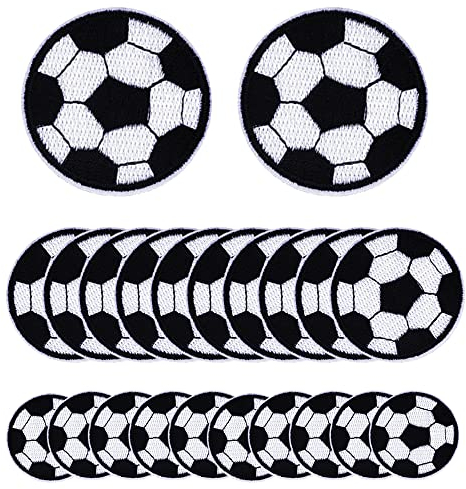 22 Stück fußball Aufnäher für Kinder, Fußball Bügeln auf Patch, Patches Zum Aufbügeln, BüGel Patch Aufnäher Set, Aufnäher mit Fußballmotiv für Jeans Rucksäcken Hut Kleider Hosen Dekoration