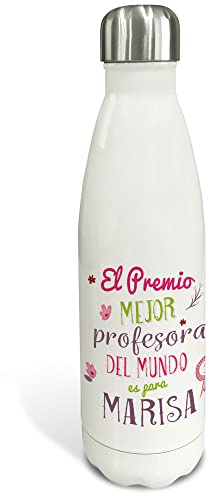 LolaPix Botella acero inoxidable. Botella térmica de doble capa. Libre BPA. 500ml y 750ml. Regalos originales para profesores. PREMIO