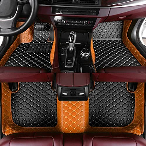 Custom Auto-Fußmatten für Peugeot für 206 207 307 308 408 508 3008 4008 5008 Leder Wasserdicht Abriebfest Mit Aufbewahrungstasche Auto-Fussmatten,Farben:Orange-schwarz