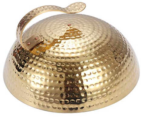 Couvercles de casseroles en Acier Inoxydable 9,4 Couvercle Rond à badigeonner/Couvercle de dôme de Fonte de Fromage idéal pour Le Gril à Dessus Plat (Argent doré 24 cm)